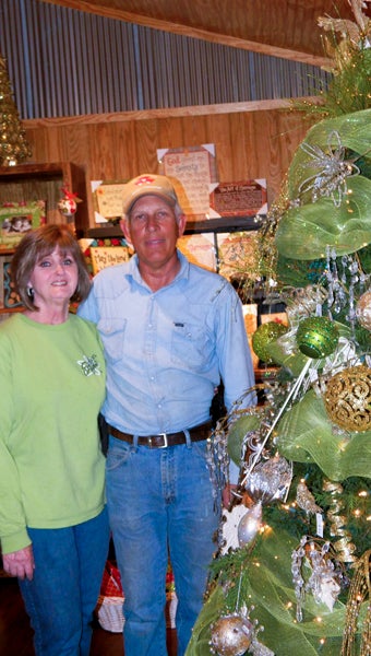 Shirley Burnham / The Prentiss Headlight – This lovely decorated live tree is a part of the gift shop on Bass Christmas Tree Farm. 