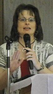 Shirley Burnham / The Prentiss Headlight—Guest speaker of the Ladies’ Spring Brunch was Carrie May who spent ten years on the mission field in Northern Asia.