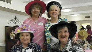 Shirley Burnham / The Prentiss Headlight—Some of the ladies sporting fine millinery at the event were Rosemary Mooney, Diane Daughdrill, Shirley Burnham and Susan Slater.