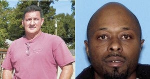 Officer Timmy Daughdrill (Left) was assaulted Saturday evening by Andreas Deone Shackleford of Hillsboro, Alabama (Right).
