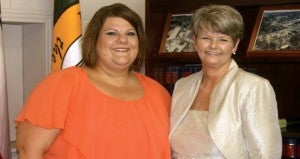 Holley Cochran / The Prentiss Headlight—New office clerk for the town, Kimberly Mason, with town clerk Missy Jones.