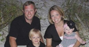 Chad Davis with his wife Emily and two children Brody and Avery. Chad is the son of David and Linda Davis of Prentiss.