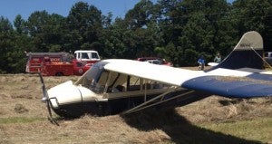 Single-engine plane owned by Sammie Hicks that crash-landed in a field in Granby.